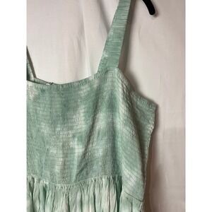 White Mark Maxi Dress Womens 1X Green Tie Dye Smocked Tiered Back Cutout PS3795